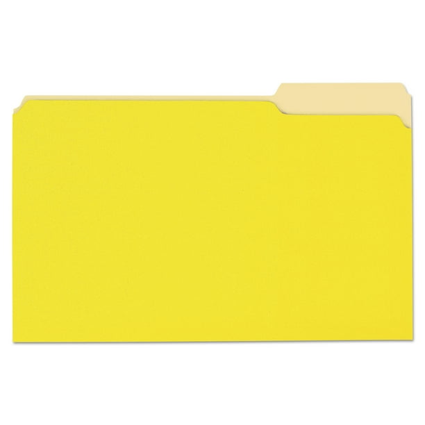 Universal Deluxe Colored Top Tab File Folders, 1/3Cut Tabs, Legal Size, Yellowith Light Yellow