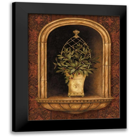 Gladding, Pamela 12x14 Black Modern Framed Museum Art Print Titled - Olive Topiary Niches II
