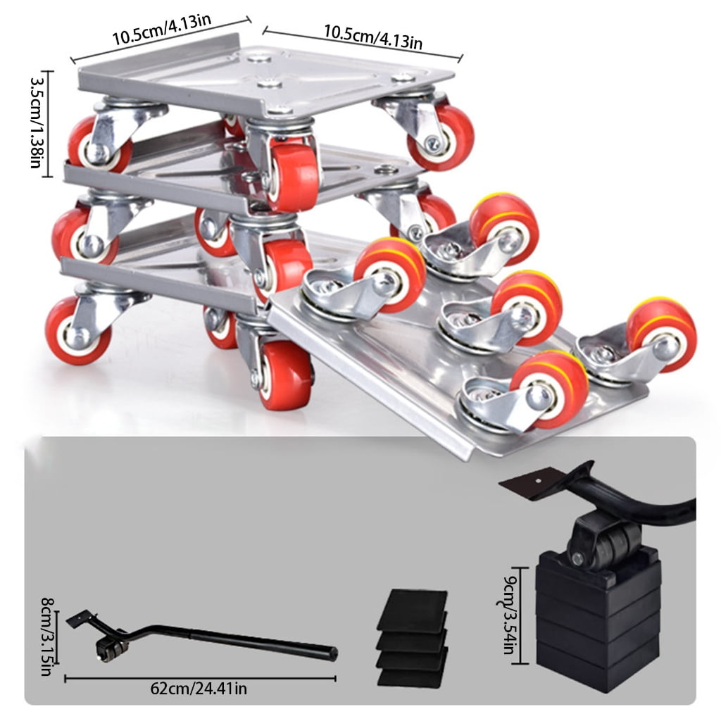 4pcs Casters Furniture Sliders Movers 360 Degree Rotating Wheels And 4 Lift Pads