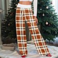 thumbnail image 5 of Women Winter Soild Color Pants Full Length Long Trousers Sports Pants with Plaid Print and Drawstring for Comfortable and Chic Look,Ginger,M, 5 of 8