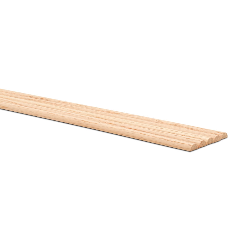 Split Oak Dowel Rods 1/2-inch x 12-inch, Pack of 50 Unfinished Fluted Molding Trim for DIY & Dowel Feature Wall, by Woodpeckers