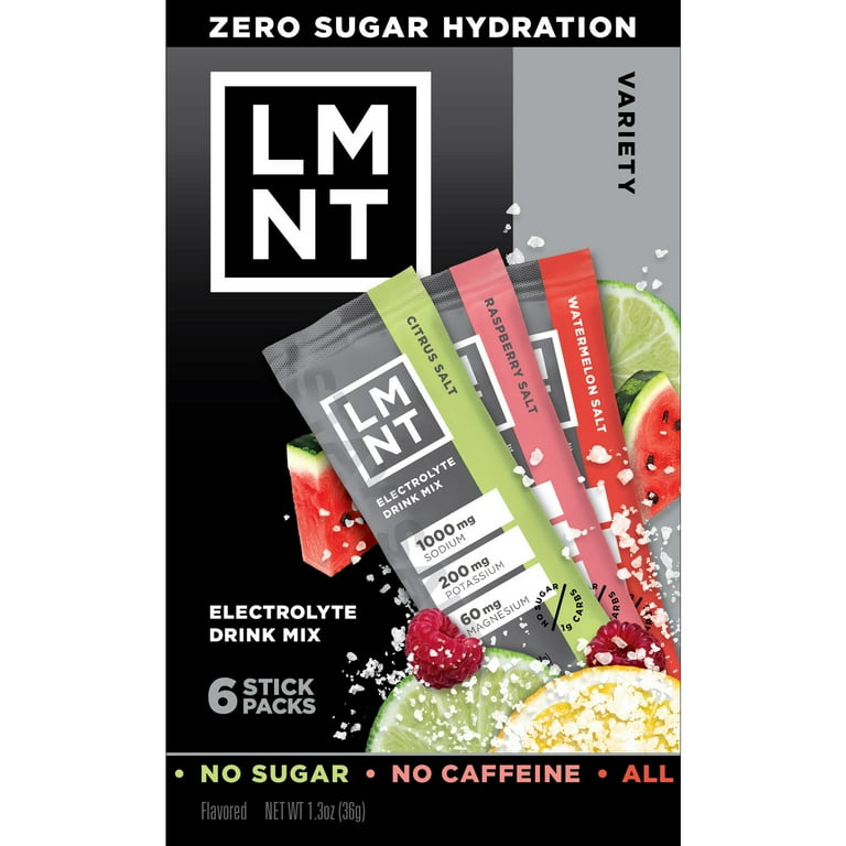 3 pack) LMNT Zero Sugar Electrolyte Drink Mix - Variety Pack - 6ct