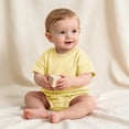 thumbnail image 2 of biudgviw Baby Boy Girl Onesie Romper Infant Plain Oversize T-Shirt Casual Round Neck Short Sleeve Bodysuit Cotton Summer Clothes(Yellow,12-18 Months), 2 of 6