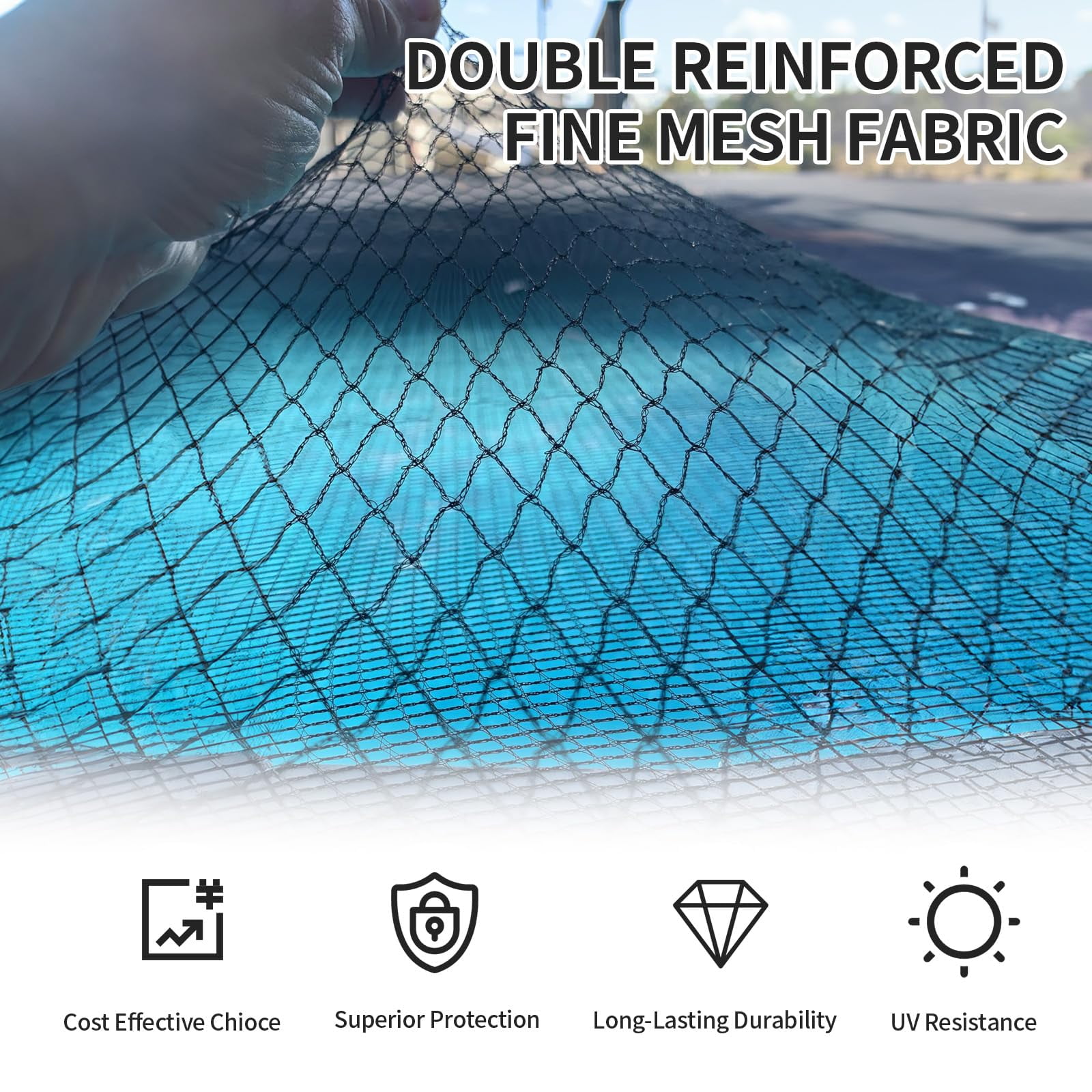 SLUMLOVE Freely cut 21ft Round Pool Leaf Net Cover - Pool Net Cover with 12 Pcs Swimming Pool Cover Clips - Leaf Net for 18ft Above Ground Pools