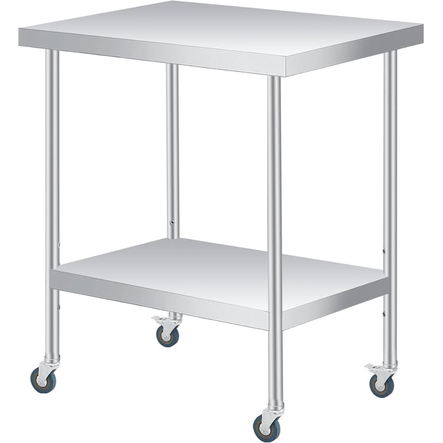 Cherish Heavy Duty Stainless Steel Table – 201 SS, Double Layer Design, Stationary Work Table for Kitchen, Office, Workshop