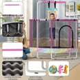 thumbnail image 2 of Baxluxe 7-in-1 Kids Trampoline for Age 3-8, Height Adjustable 60 Inch Toddler Trampoline, Child Bouncing Mini Trampoline with Safety Enclosure Net, 500lbs Capacity Trampoline, for Age 3-8, Pink, 2 of 8