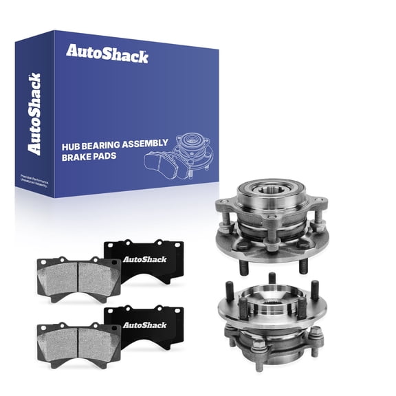 AutoShack Front Ceramic Brake Pads   Wheel Hub Bearing Assemblies with ABS Replacement for 2007-2018 Toyota Tundra 2008-2018 Toyota Sequoia 6-PC Kit
