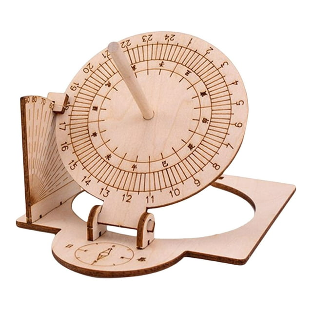 Equatorial Sundial Clock DIY Wooden Building for Adults and Children Experiment Equipment Durable Manual Assembly Model Teaching Aid