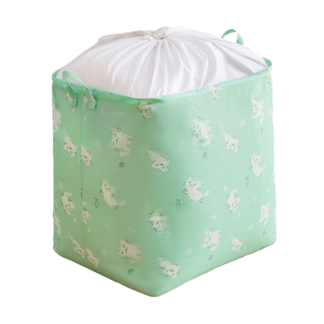 Bolsa de Almacenamiento Organizador Del Hogar de Gran Tamaño Plegable de Cordón de Viga de Cierre Del Paño de la Colcha de la Bolsa de la Cesta de la Ropa Sucia Azul 50x50x40cm