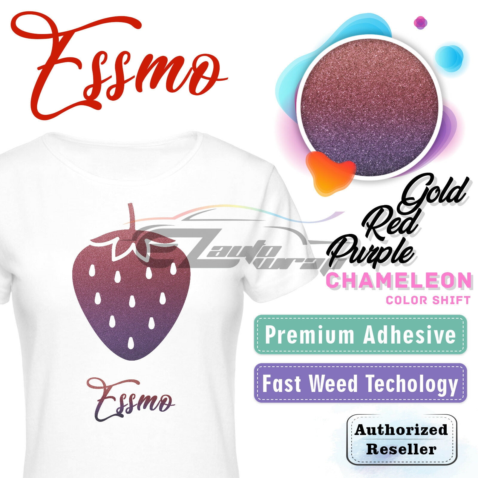 ESSMO Purple Red Gold Chameleon Heat Transfer Vinyl HTV Tshirt 20" Iron Heat Press ADC05 20"x240"