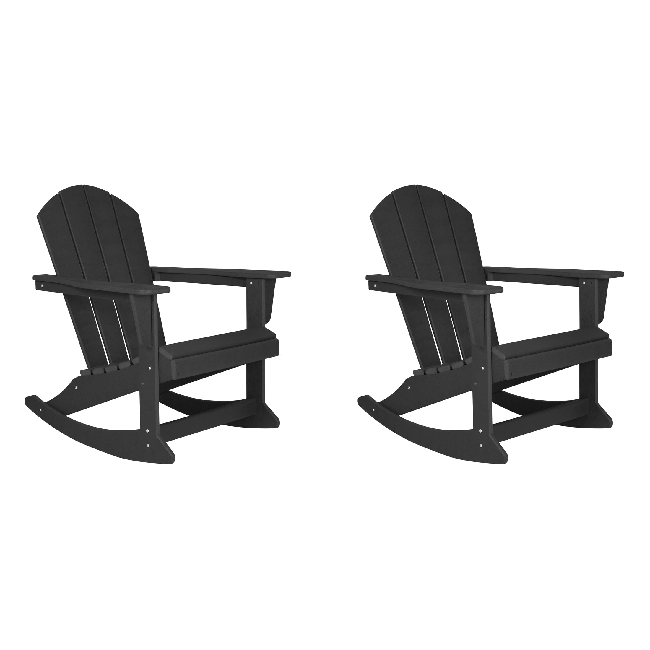GARDEN Set of 2 - Plastic Outdoor Rocking Chairs for Patio Porch, Black
