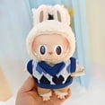 thumbnail image 3 of Ropa para muñecas Labubu de 17 cm con colgante de macarrón con latidos del corazón, camiseta con botones, pantalones con tirantes, ropa de repuesto, regalo para niños, 3 of 5
