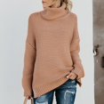thumbnail image 2 of Suéter de punto de cuello alto sólido bohemio, suéter de gran tamaño, prendas de vestir de otoño para mujer L Soledad suéter de punto boho para mujer, 2 of 10