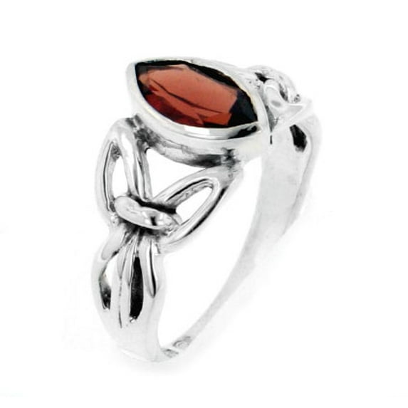 Sterling Silver Celtic Knot Large Garnet Ring