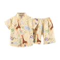 thumbnail image 4 of Toddler Boys Outfit Sets Short Sleeve Giraffe Print Shirt And Shorts Set Summer Beach Children Boys Cool Outfit Sets，2Piece，12 -24 Months, 4 of 4