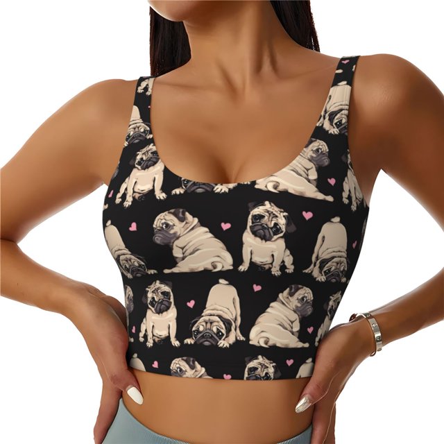 Balery French Bulldog Sujetadores deportivos con espalda cruzada para mujer, acolchados, sin costuras, de alto impacto, ideales para yoga, gimnasio, entrenamiento y fitness.-Large