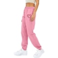 thumbnail image 3 of Baggy Sweatpants for Women Cute Print Elastic Waist Cinch Bottom Pants with Pocket Fall Casual Loose Running Trousers, Pink, XXL, 3 of 4