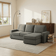 thumbnail image 2 of GarveeHome L-Shaped Modular Sectional Sofa, Deep Seated Cloud Couch, Modern Beige Corduroy Couch with Chaise, Convertible Sofa Lounge, Comfy Sleeper Sofa Bed for Living Room, Office, 2 of 12