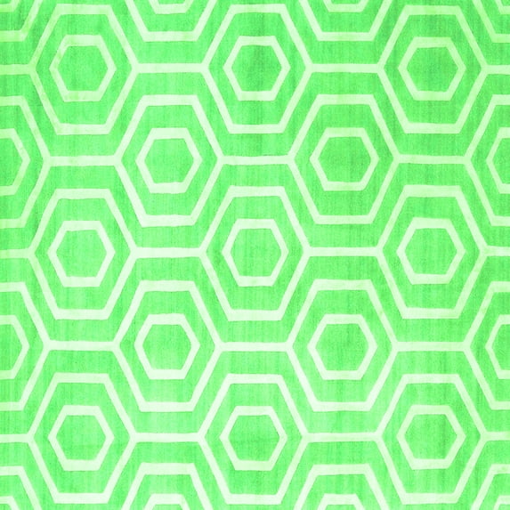 Ahgly Company Indoor Square Abstract Green Contemporary Area Rugs, 3' Square