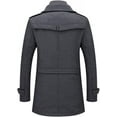 thumbnail image 3 of Abrigo de lana de invierno para hombre, abrigo de lana de cuello doble informal para hombre, 3 of 5