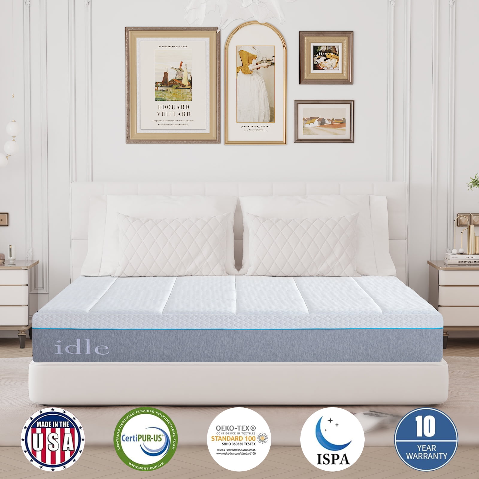 14 Inch Queen Cooling Mattress, Cooling Gel Memory Foam Mattress in a Box, CertiPUR-US Certified Made in USA, Medium Double Firm Mattress for Pressure Relief, White