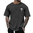 thumbnail image 1 of Huesdet T-Shirts Graphiques pour Hommes Col Rond Manches Courtes Tee Chandail Texturé en Tricot Hauts Graphiques pour Hommes (Gris Foncé, L), 1 of 4