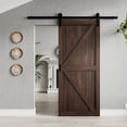 thumbnail image 4 of ANZZI Heavy Duty Sturdy Sliding Barn Door - 36x84'' Brown Sliding Wood Single Slide Door - Solid Core MDF + PVC - Knockdown Design - Barn Doors and Hardware Included - Space-Saving Solution, 4 of 10