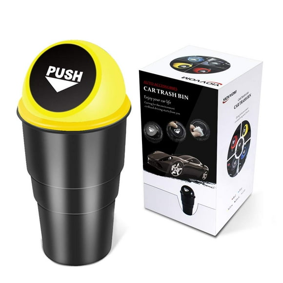 YIOVVOM car garbage can with Lid, Leakproof Vehicle Automotive cup Holder car Trash can , Small Trash Bin for Automotive Office Home Kitchen(Yellow, 1)