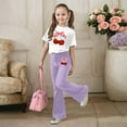 thumbnail image 2 of LRen Girls Outfit Letter Print Short Sleeved T Shirt and Casual Pant Set Round Neck Fashion Beach Outfits Flower Print Summer Tropical Suit Back To School Clothes, 2 of 5