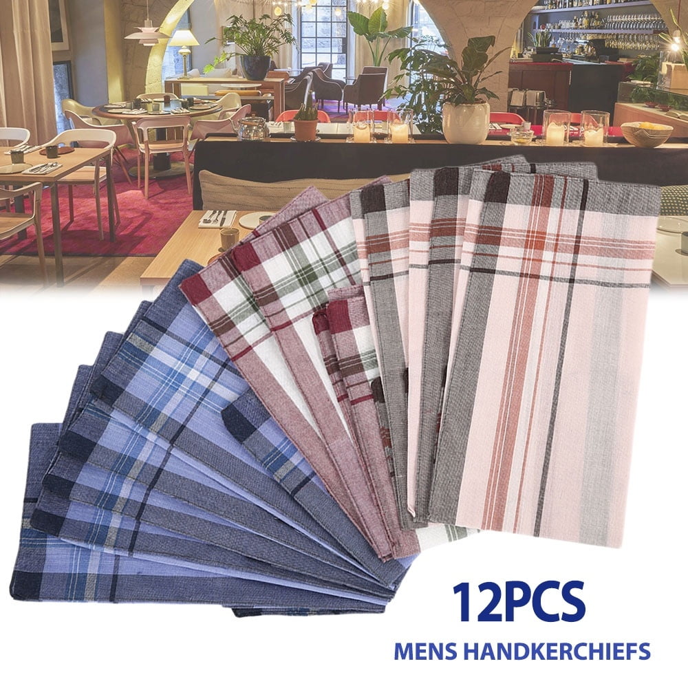 Men's Handkerchief Striped Pocket Square Chest Towel Plaids & Checks Hankies 