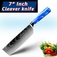 thumbnail image 1 of Cuchillo de Cocina Damasco Acero Láser Cuchillos de Chef Profesional 7CR17 440C Acero Inoxidable Ultra Fuerte Santoku Cuchillo de Rebanar con Mango de Resina Azul Herramientas de Cocina, 1 of 8