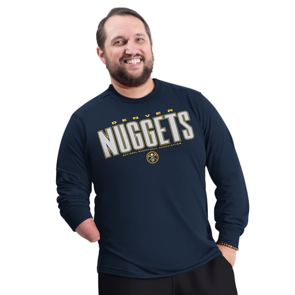 Men's G-III Sports by Carl Banks Navy Denver Nuggets Adaptive Printed Mesh Effect Long Sleeve T-Shirt