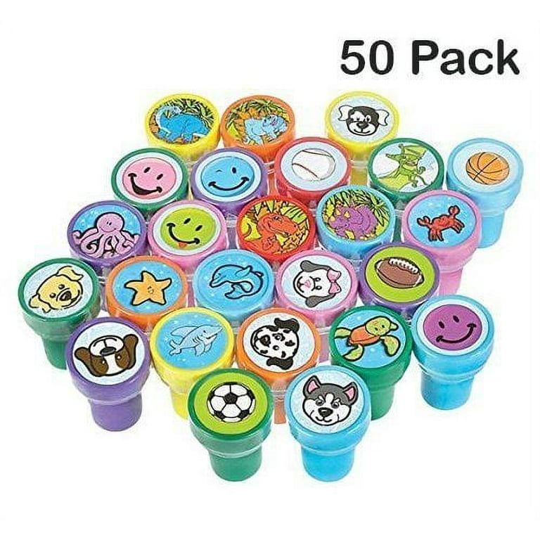 100 Pieces Assorted Stamps for Kids Self-Ink Stamps (50 Different Designs