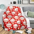 thumbnail image 3 of Cute Maneki Neko Lucky Cat Red Background Premium Blanket, 3 of 5