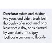 Spry Xylitol Adult Toothpaste 5oz Fluoride-Free Teeth Whitening Breath Freshening Spearmint 2 Pack