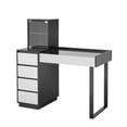 thumbnail image 4 of Impressions Vanity Modern Desk with Drawers, SlayStation Duet Glass top Makeup Mirror Storage with Drawer (Black/Grey), 4 of 7