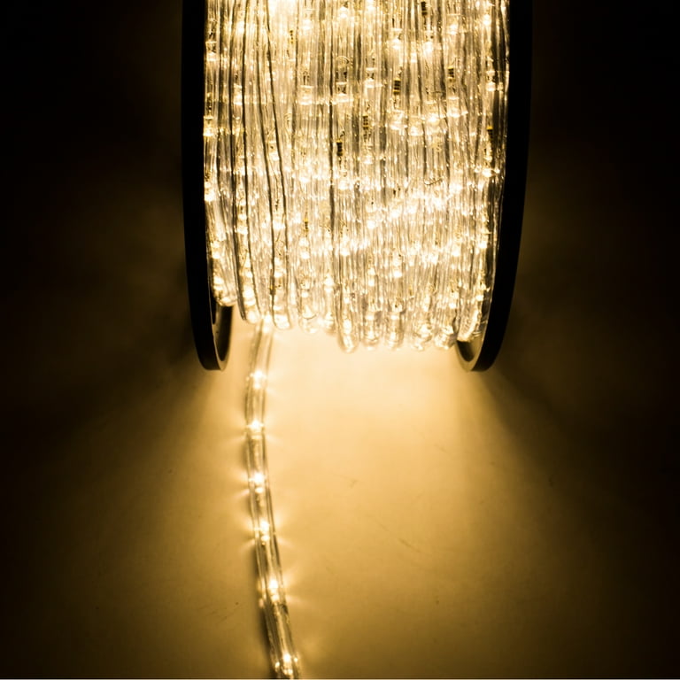 Walcut 150Ft 2 Wire LED Rope Lights, Warm White Lights with Clear PVC Jacket, Connectable and Flexible, for Indoor Wedding Christmas Party and Waterproof for Outdoor Decoration Walcut 150Ft 2 Wire LED Rope Lights, Warm White Lights with Clear PVC Jacket, Connectable and Flexible, for Indoor Wedding Christmas Party and Waterproof for Outdoor Decoration