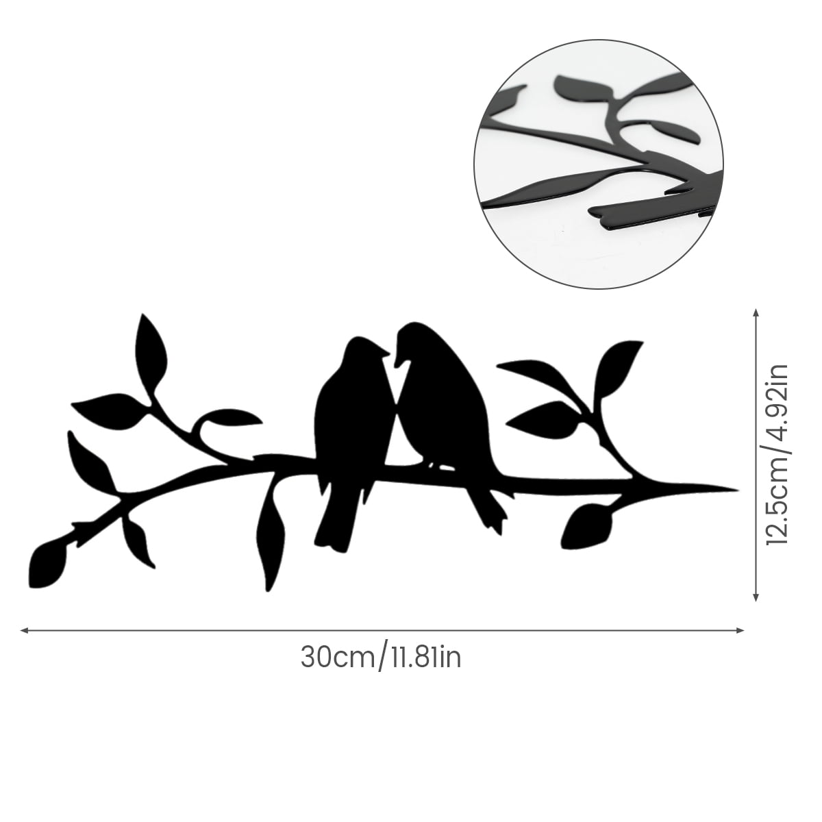 Metal Bird Silhouette Tree Art Decorative Spike Hickadee Garden