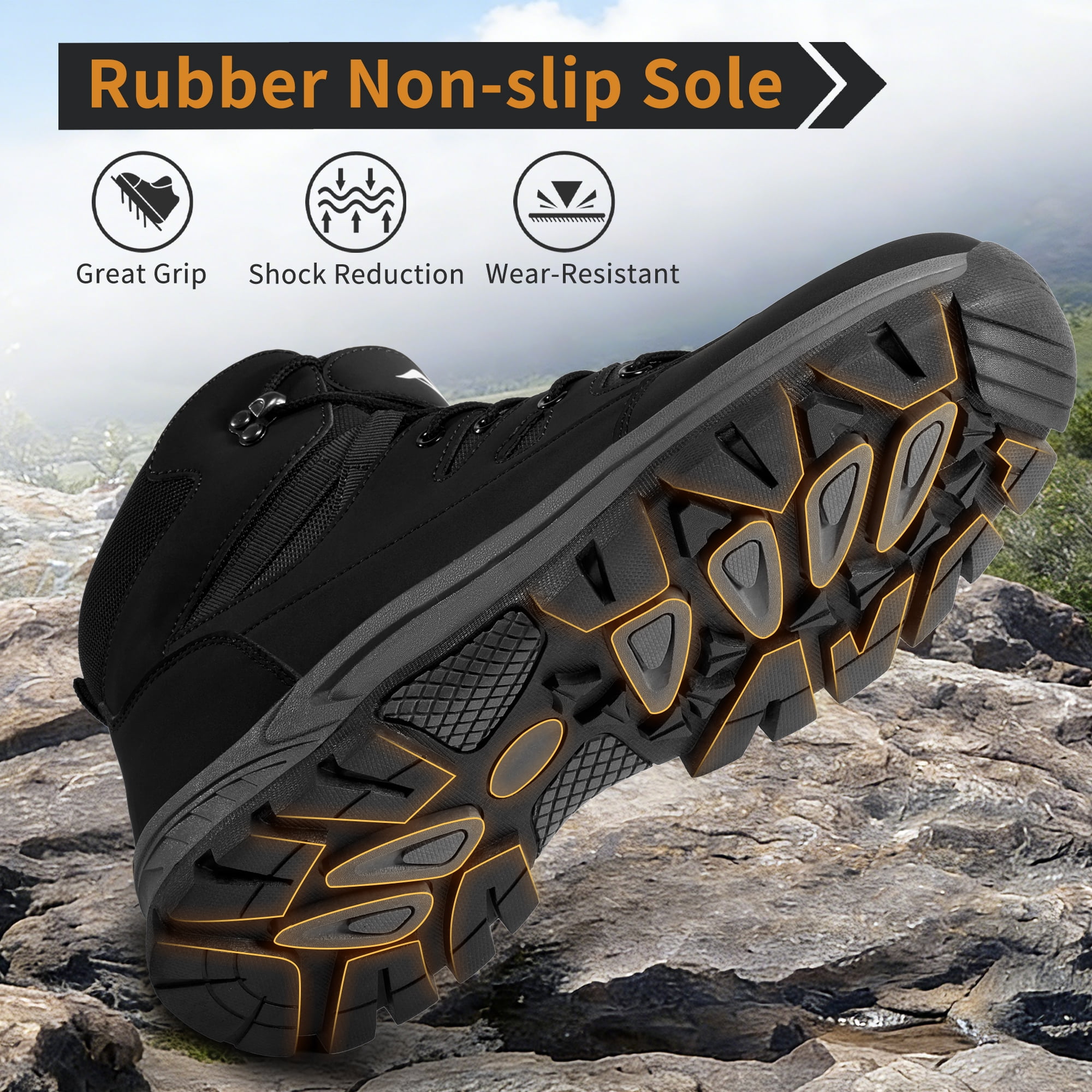 MeMoride Men's Waterproof Hiking Boots Outdoor Mid Trekking Lightweight Mountaineering Shoes