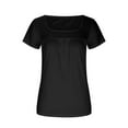 thumbnail image 4 of gakvbuo Summer Tunic Tops For Women Tops Short Sleeve Loose Fit Pleated Square Neck Tops Curved Hem Flowy Tshirts Blouses Dressy Casual Clothes Spring Fashion, 4 of 5