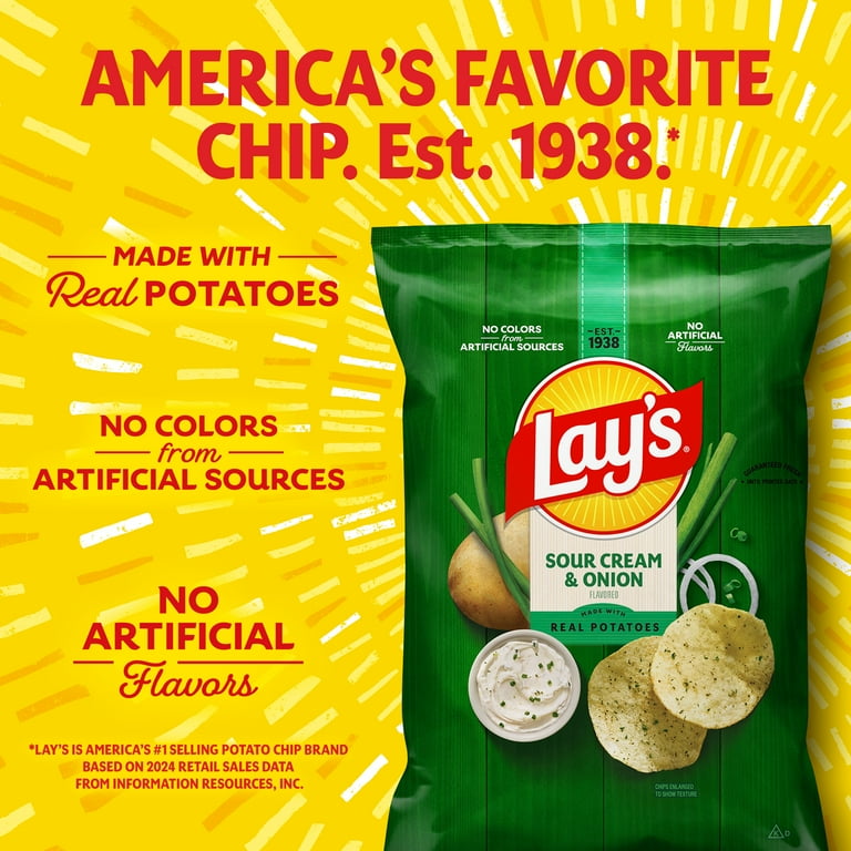 Lay's Potato Chips Sour Cream & Onion Flavored, 2.5 oz Bag