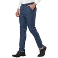 thumbnail image 4 of INSPIRE CHIC Pantalon Habillé à Rayures pour Homme, Pantalon à devant Plat, Pantalon d'Affaires 32 Bleu Foncé, 4 of 6