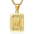 thumbnail image 2 of Womens Mens Yellow Gold Filled Letter A-Z Initial Necklace Capital Alphabet Pendant Box Chain Unisex 24Inch, 2 of 5