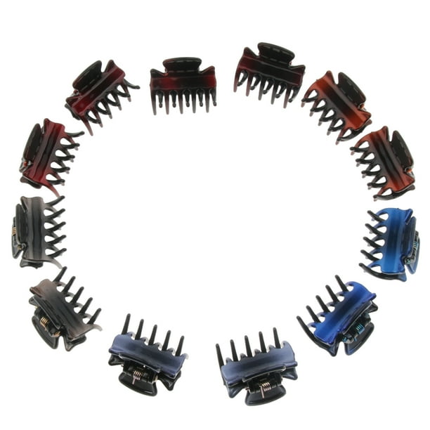 Paquete de 12 pinzas para el pelo de resina, pequeñas pinzas de plástico para mujeres y niñas Gradiente jinwen mini pinzas para el cabello para niñas