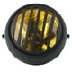 thumbnail image 1 of Cubierta de rejilla para faro delantero de motocicleta universal retro negra con lente amarilla, 1 of 12