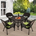 thumbnail image 2 of Jeco 5 Piece Resin Wicker Outdoor Patio Dining Set in Espresso w/Green Cushion, 2 of 10
