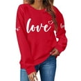 thumbnail image 5 of WTXUE Valentine Crewneck Pullover for Women Fashion Casual Round Neck Long Sleeved Valentine's Day Love Heart Printed Hoodless Sweatshirt Loose Tunic Sweatshirts Beige L, 5 of 7