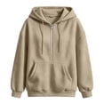 thumbnail image 6 of Trikvn Women's Quarter Zip Pullover Hoodie Textured Long Sleeve Sweatshirt Casual Drop Shoulder Hooded Tops with Kangaroo Pocket Fall Fashion Athletic Wear, 6 of 6