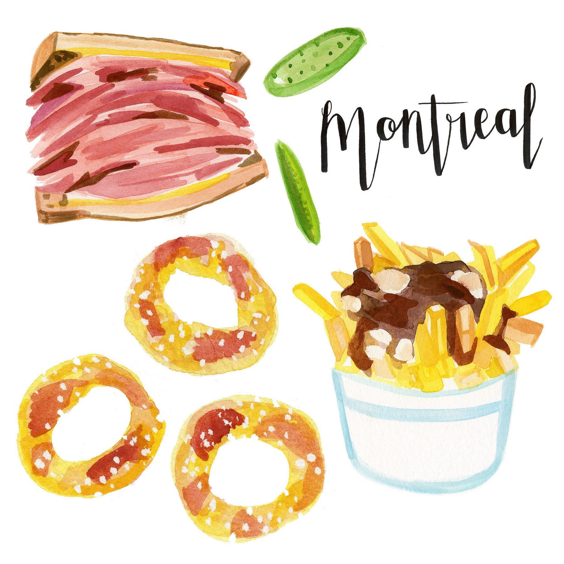 "Montreal Eats" Painting Print on Wrapped Canvas