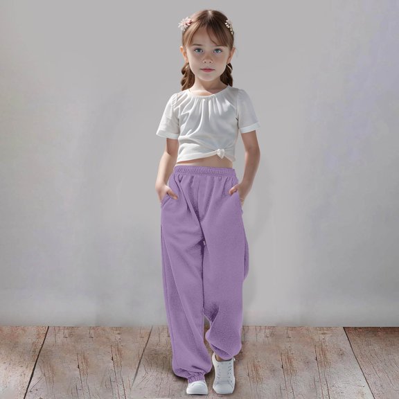 Girls Pants for Kids Casual Solid Color Sweatpants Category Title